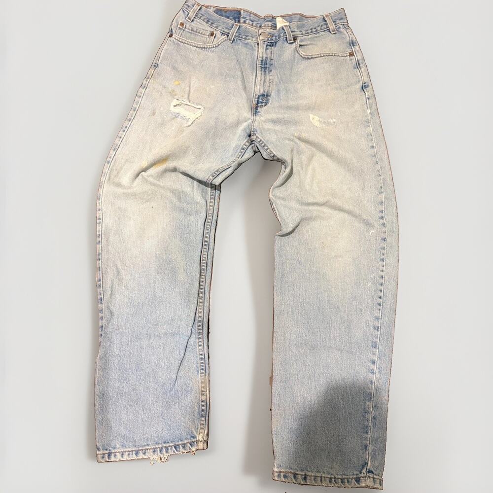 VTG 2000 Levi's 550 High Waisted Jeans Distressed Paint Splatter 36x32 Made USA